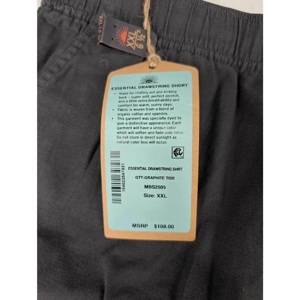 Faherty Men's XXL Essential Drawstring Shorts - Graphite Tide